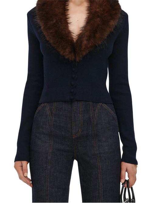 Cardigan faux fur SELF PORTRAIT | AW26148CANNAVY